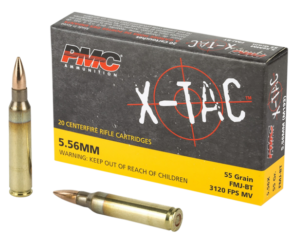PMC X-TAC 5.56 NATO Rifle Ammo Full Metal Jacket Boat Tail 55 Grain 20 Rounds