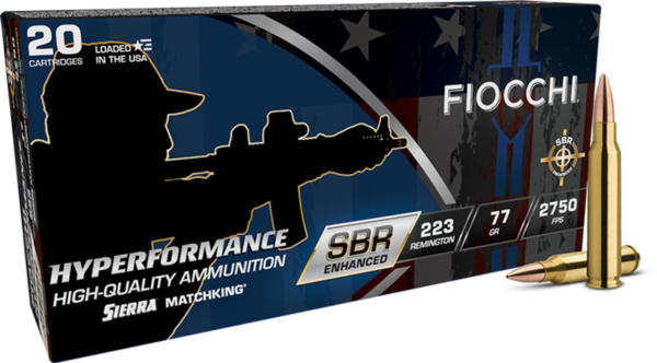 Fiocchi 223SBRD Hyperformance 223Rem 77gr Hollow Point Boat Tail 20 Per Box/10 Case